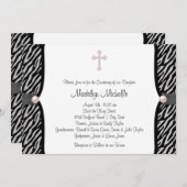 ピンクゼブラ《キリスト教》洗礼式や命名式 招待状 (正面/裏面)