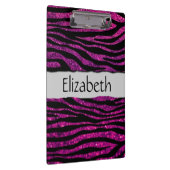 ピンクゼブラ，グリッターゼブラ，ゼブラ印刷，あなたの名前 クリップボード (右)