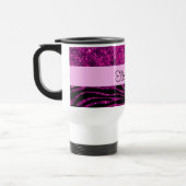 ピンクゼブラ,グリッターゼブラ,ゼブラ印刷,あなたの名前 トラベルマグ (左)