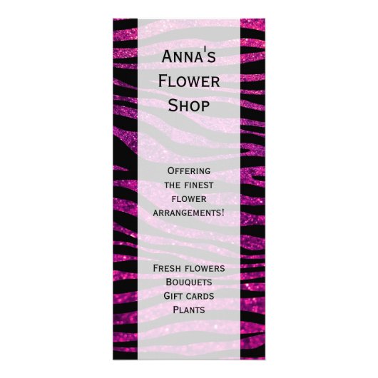 ピンクゼブラ、グリッターゼブラ、ゼブラ印刷、ストライプ ラックカード (正面)