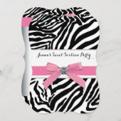 ピンクゼブラSweet sixteen誕生会 招待状 (正面/裏面)