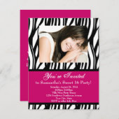 ピンクゼブラSweet sixteen 招待状 (正面/裏面)