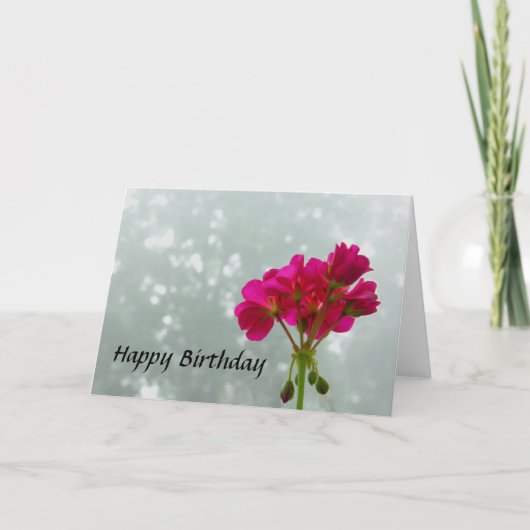 ピンクゼラニウム写真誕生日グリーティングカード カード (正面)