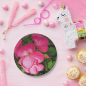 ピンクゼラニウム紙プレート ペーパープレート (パーティー)