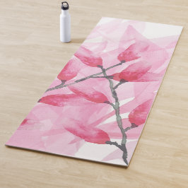 ピンクゼンウォーター色抽象芸術さくらんぼ花 ヨガマット