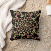 ピンクソフトグリーン黒ベゴニアフラクタルアート クッション (ブランケット)