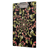 ピンクソフトグリーン黒ベゴニアフラクタルアート クリップボード (左)