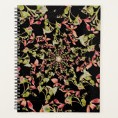 ピンクソフトグリーン黒ベゴニアフラクタルアート プランナー手帳 (正面)