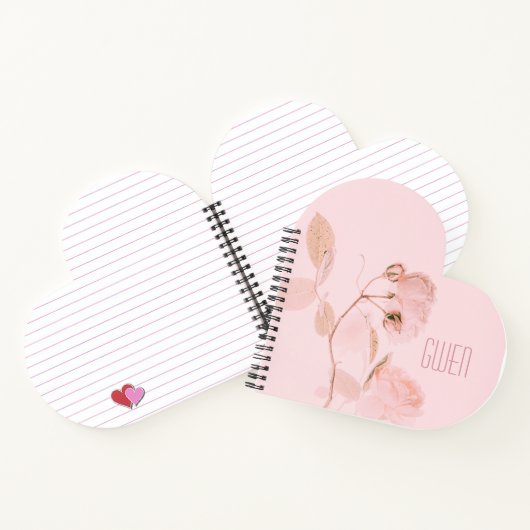 ピンクソフトフローラ パーソナライズされた ノートブック (内部)