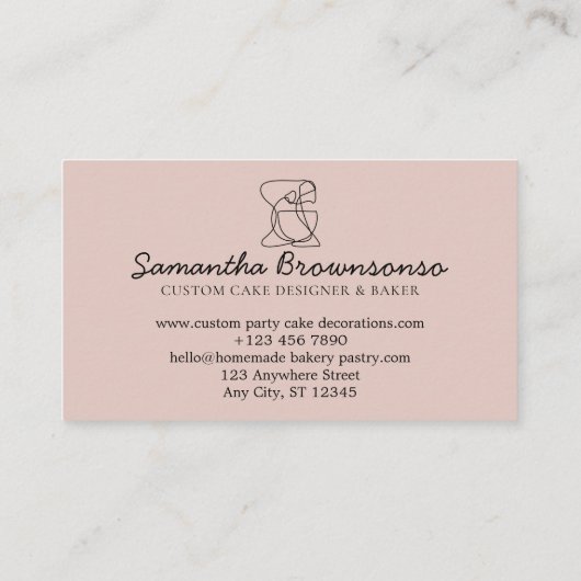 ピンクソフト赤面自家製フードベーカリー調理師 名刺 (裏面)