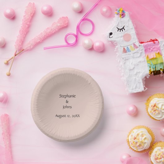ピンクソルト結婚のカスタムカップル名モノグラムかわいい ペーパーボウル (パーティー)