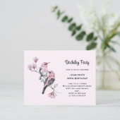 ピンクソンバーズオンザツリーブランチ誕生日 インビテーションポストカード (スタンド正面)