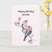 ピンクソンバーズオンザツリーブランチ誕生日 カード (黄色い花)