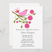 ピンクソンバードブライダルシャワー招待 招待状 (正面/裏面)