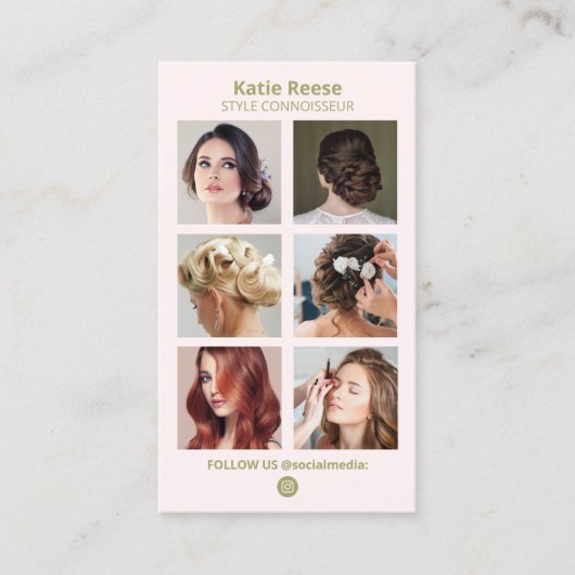 ピンクソーシャルメディア写真グリッドQRコード – Instagram 名刺 (正面)