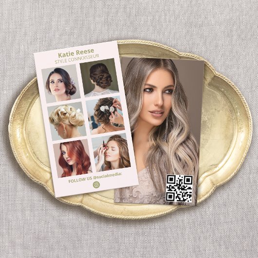 ピンクソーシャルメディア写真グリッドQRコード – Instagram 名刺