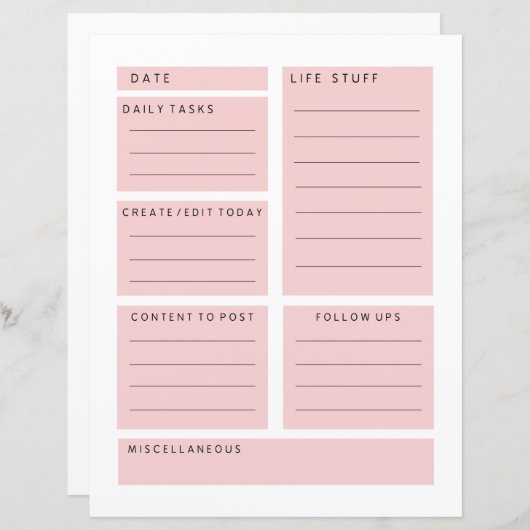 ピンクソーシャルメディア影響者毎日のプランナー (正面/裏面)