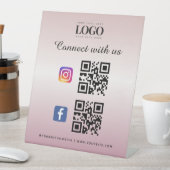 ピンクソーシャルメディアQrコードロゴFacebook Instagram 台座サイン (インサイチュ)