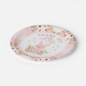 ピンクソームバニーフローラガール誕生日 ペーパープレート (アングル)