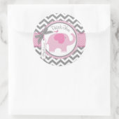 ピンクゾウとシェブロンプリントありがとう ラウンドシール (バッグ)