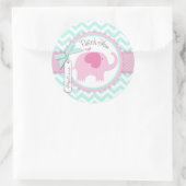 ピンクゾウとシェブロンプリントありがとう ラウンドシール (バッグ)