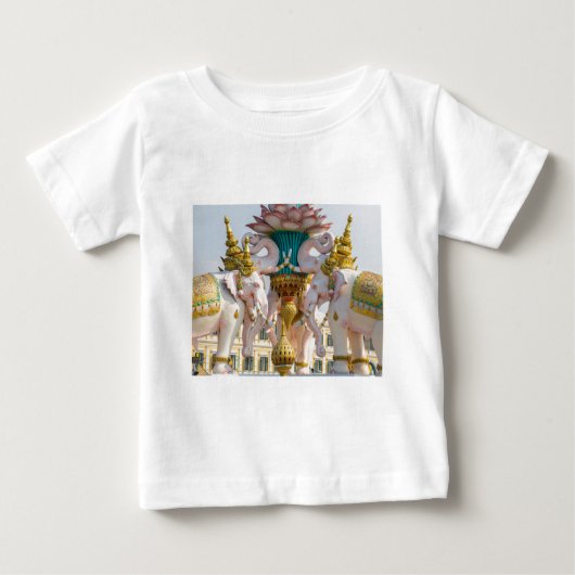 ピンクゾウの像バンコクタイ ベビーTシャツ (正面)