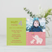 ピンクゾウ写真誕生日パーティー 招待状 (スタンド正面)