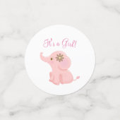 ピンクゾウ女の子テーブル紙吹雪 コンフェッティ (スモール正面)