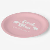 ピンクゾウ神バプテスマ/献身 ペーパープレート (アングル)