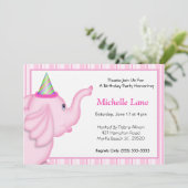 ピンクゾウ誕生日招待状for Girls 招待状 (スタンド正面)