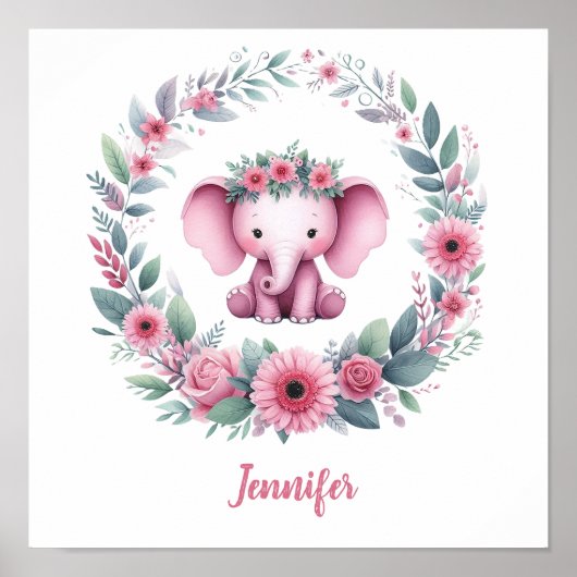 ピンクゾウ(フローラリース) ポスター (正面)