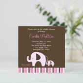 ピンクゾウ（女の子） 5x5招待状 招待状 (スタンド正面)