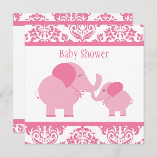 ピンクゾウ 招待状 (正面/裏面)