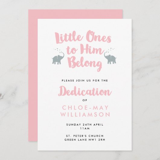 ピンクゾーンズクリスチャン献身的招待状 招待状 (正面/裏面)