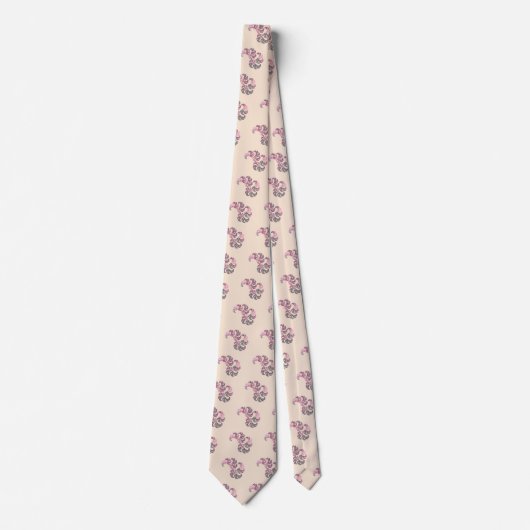 ピンクタイとペイズリーフラクタルアートデザイン ネクタイ (正面)