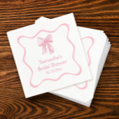 ピンクタイイングザノットブライダルシャワーボウ スタンダードカクテルナプキン