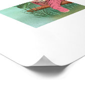 ピンクタイガーとオウム熱帯大アートプリント ポスター (角)