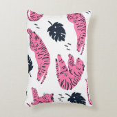 ピンクタイガー熱帯:ヴィンテージ手描き。 アクセントクッション (正面(垂直))