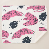 ピンクタイガー熱帯：ヴィンテージ手描き。 シェルパブランケット (正面(横))