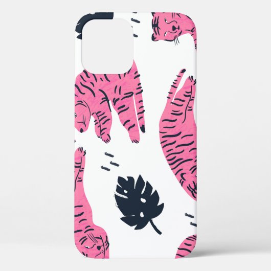 ピンクタイガー熱帯:ヴィンテージ手描き。 Case-Mate iPhoneケース (裏面)