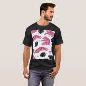 ピンクタイガー熱帯:ヴィンテージ手描き。 Tシャツ (正面フル)