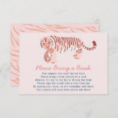 ピンクタイガー赤ちゃんシャワーお願いブックカード エンクロージャーカード (正面/裏面)