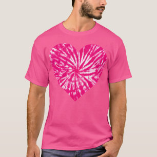 ピンクタイダイハートラブタイユニークダイ Tシャツ
