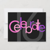 ピンクタイプスウィート16誕生日パーティーの招待状 招待状 (裏面)