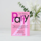 ピンクタイプフェイス21歳の誕生日パーティの招待状 招待状 (スタンド正面)