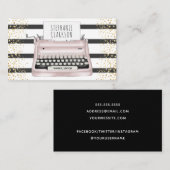 ピンクタイプライターストライプ金ゴールドグリッターライターエディター 名刺 (正面/裏面)