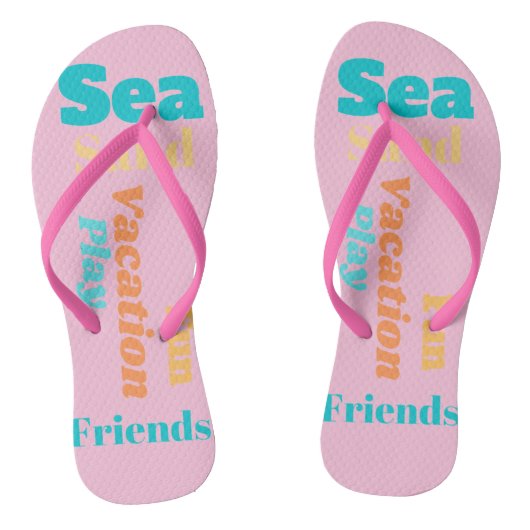 ピンクタイポグラフィお洒落夏 ビーチサンダル (ソール)