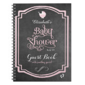ピンクタイポグラフィガールズベビーシャワーゲストブック ノートブック (正面)