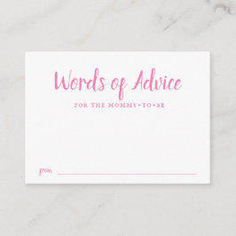 ピンクタイポグラフィガールベビーシャワーアドバイス エンクロージャーカード