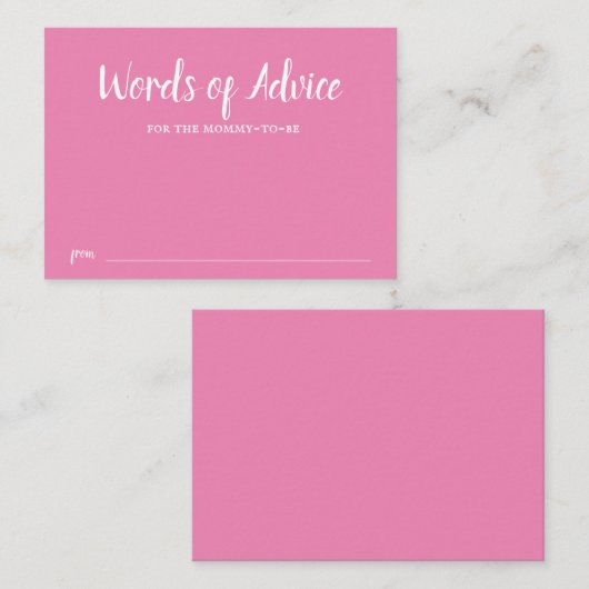 ピンクタイポグラフィガールベビーシャワーアドバイス エンクロージャーカード (正面/裏面)